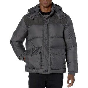 NEW $250 Sean John Cargo Pocket Puffer Coat!  L Charcoal Gray  Detachable Hood